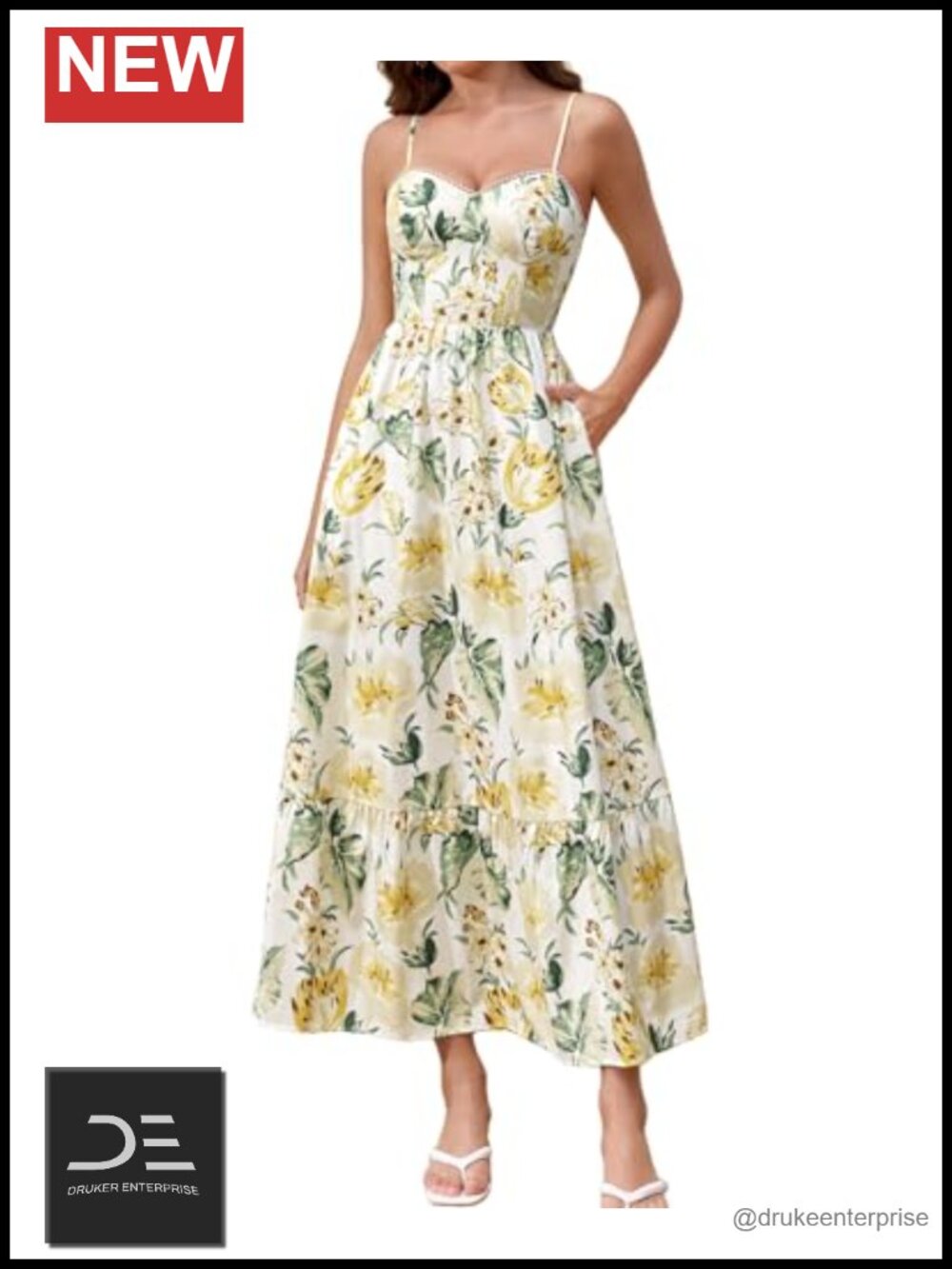 Women's Floral A-Line Corset Maxi Dress
